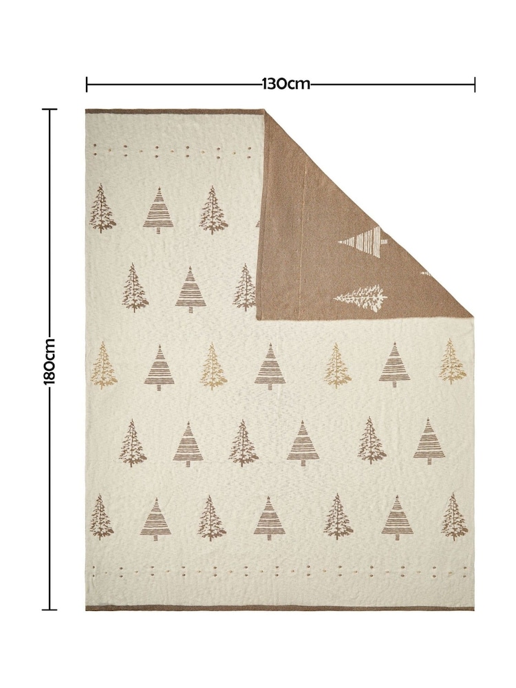 BHS Natural Christmas Tree 100% Cotton Throw - Image 6 of 6