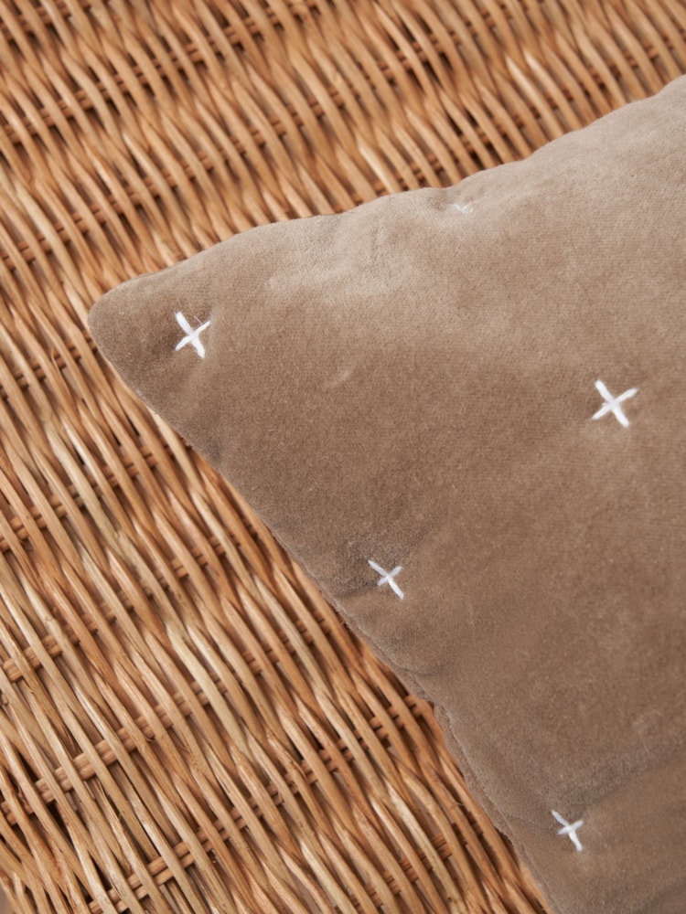 BHS Cross Stitch Quilted 100% Cotton Cushion - Image 2 of 6