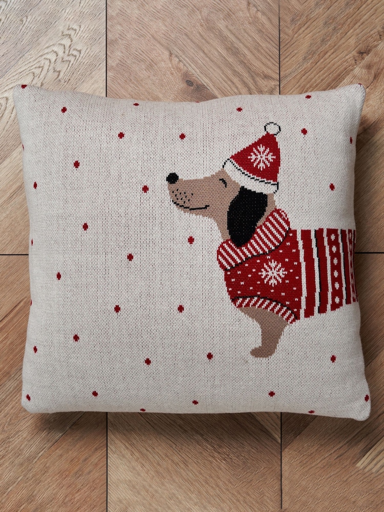 BHS Santa Paws 100% Cotton Cushion - Image 1 of 6