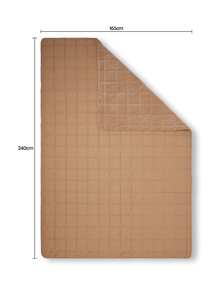 BHS Sand Square Stitch Quilted 100% Cotton Bedspread - Image 4 of 4