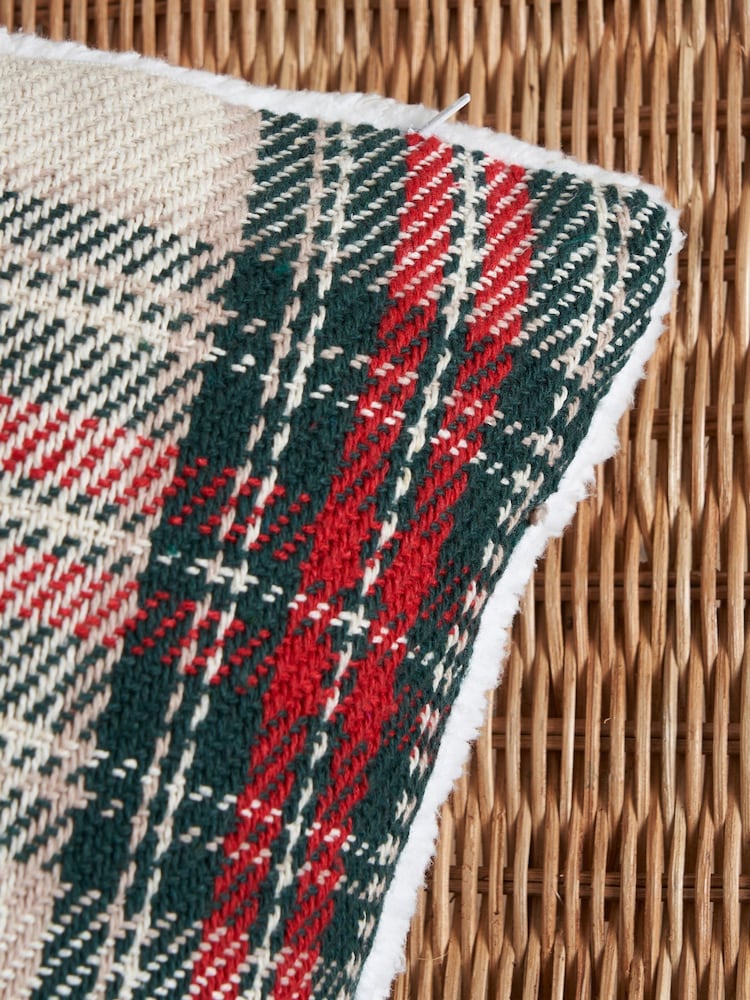 BHS Check Cushion with Sherpa Backing - Image 2 of 4