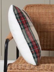 BHS Check Cushion with Sherpa Backing - Image 3 of 4