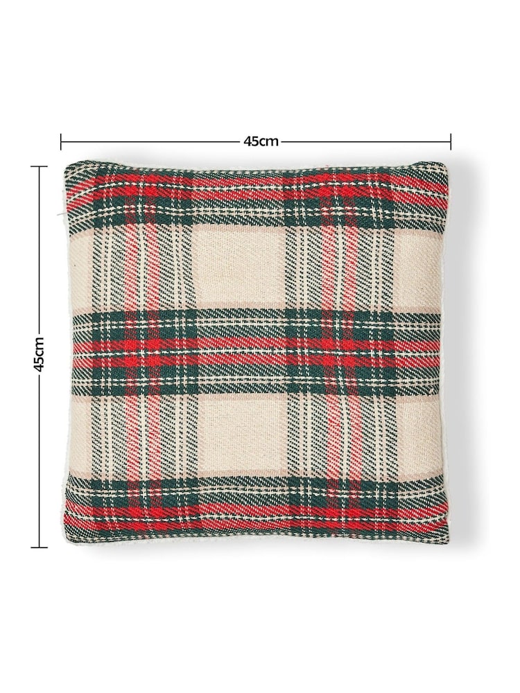 BHS Check Cushion with Sherpa Backing - Image 4 of 4
