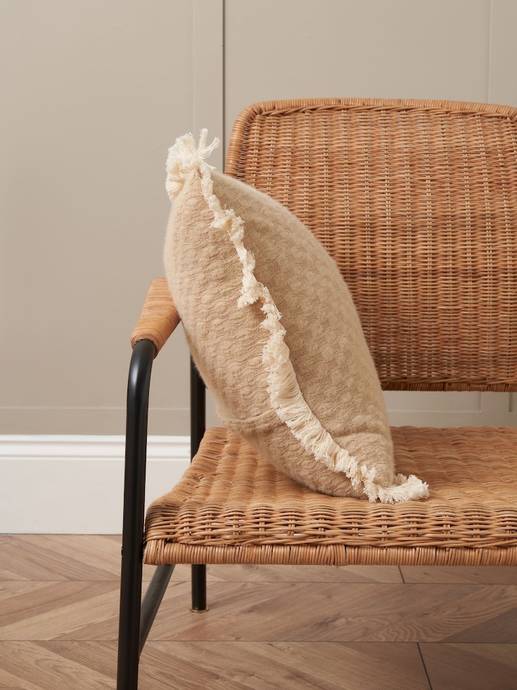 BHS Natural Small Checkerboard Cushion - Image 1 of 6