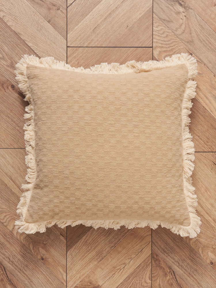 BHS Natural Small Checkerboard Cushion - Image 2 of 6