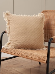BHS Natural Small Checkerboard Cushion - Image 5 of 6