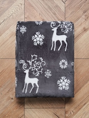 BHS Grey Christmas Stag Throw - Image 4 of 6