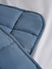 BHS Blue Square Stitch Quilted 100% Cotton Bedspread - Image 3 of 4