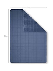 BHS Blue Square Stitch Quilted 100% Cotton Bedspread - Image 4 of 4