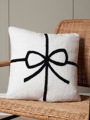 BHS Natural Present Bow Tufted Cushion - Image 1 of 6
