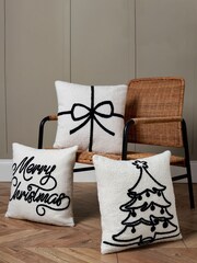 BHS Natural Present Bow Tufted Cushion - Image 4 of 6