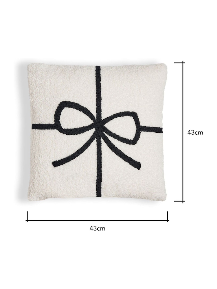 BHS Natural Present Bow Tufted Cushion - Image 6 of 6