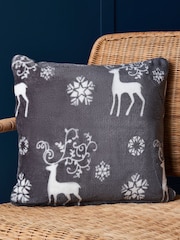 BHS Grey Christmas Stag Cushion - Image 1 of 6