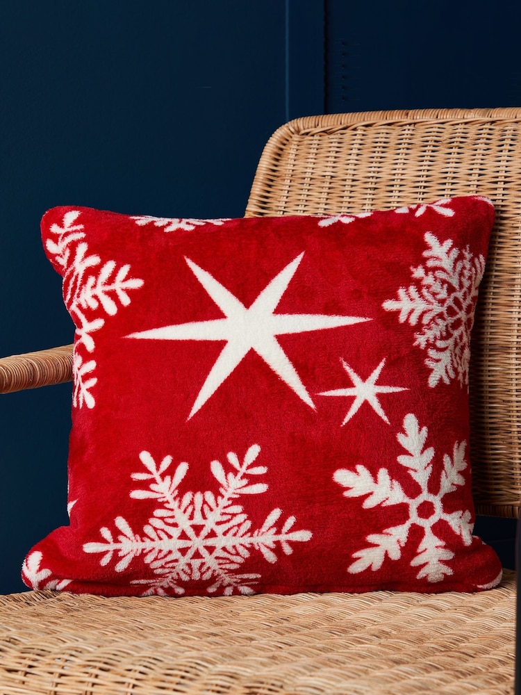 BHS Red Snowflake Cushion - Image 1 of 6