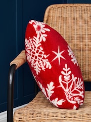 BHS Red Snowflake Cushion - Image 4 of 6