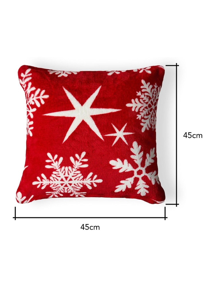 BHS Red Snowflake Cushion - Image 6 of 6