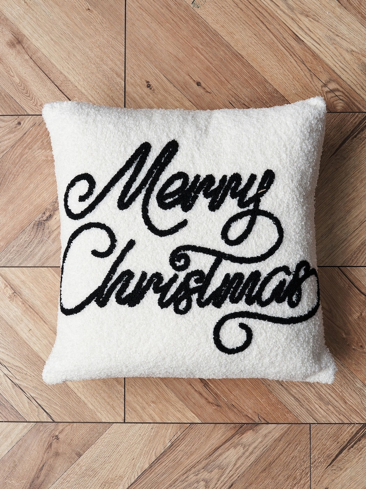 BHS Merry Christmas Tufted Cushion - Image 2 of 6 BHS Merry Christmas Tufted Cushion - Image 2 of 6