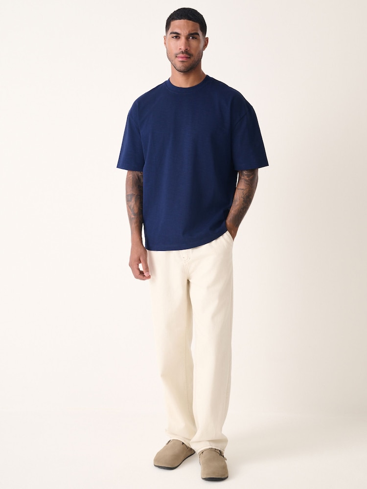 Indigo Blue Relaxed Fit Heavyweight Slub T-Shirt - Image 2 of 7
