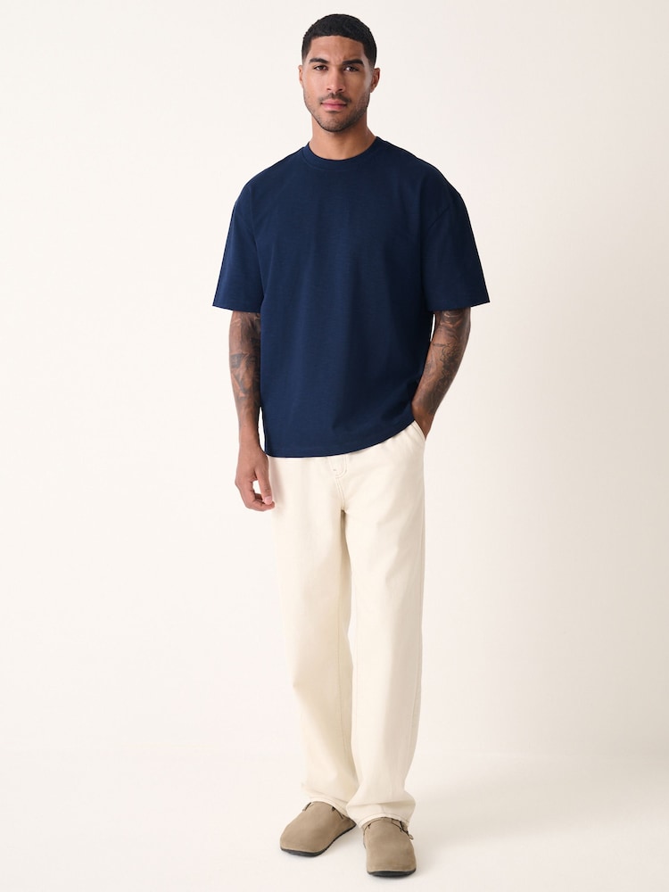 Indigo Blue Relaxed Fit Heavyweight Slub T-Shirt - Image 2 of 7 Indigo Blue Relaxed Fit Heavyweight Slub T-Shirt - Image 2 of 7