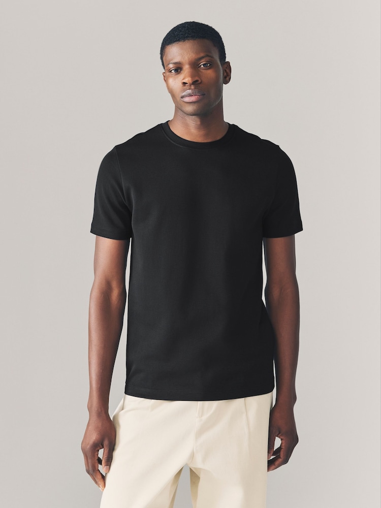 Black Slim Fit Smart Soft Touch Heavyweight T-Shirt - Image 1 of 4