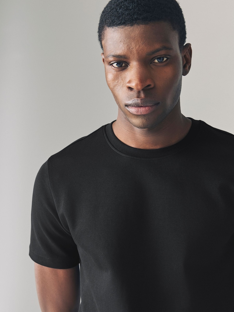 Black Slim Fit Smart Soft Touch Heavyweight T-Shirt - Image 4 of 4