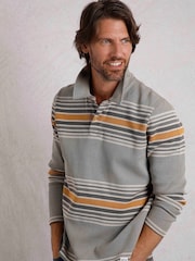Weird Fish Grey Caudale Heavyweight Stripe Rib Rugby Shirt - Image 1 of 7