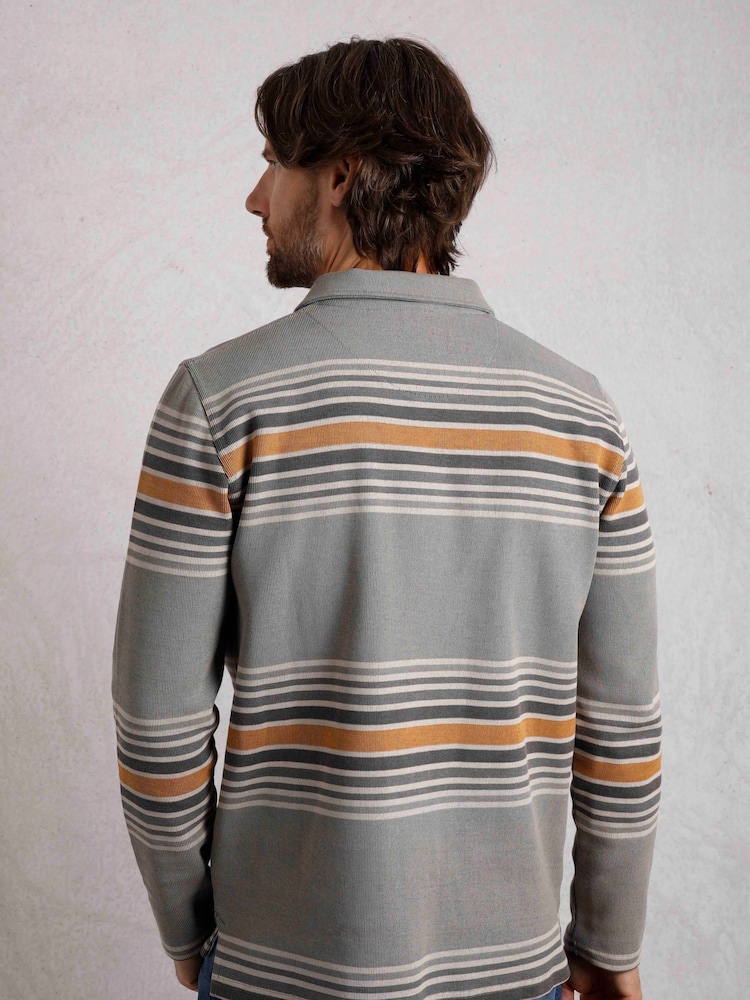 Weird Fish Grey Caudale Heavyweight Stripe Rib Rugby Shirt - Image 2 of 7