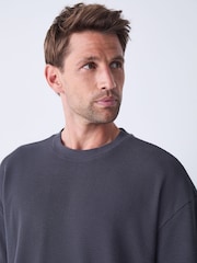 Charcoal Grey Contrast Stitch Textured T-Shirt - Image 1 of 7