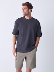 Charcoal Grey Contrast Stitch Textured T-Shirt - Image 2 of 7