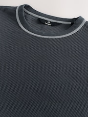 Charcoal Grey Contrast Stitch Textured T-Shirt - Image 6 of 7