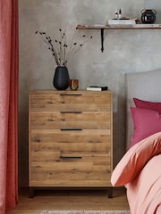 Dark Natural Bronx Oak Effect 4 Drawer Tall Chest of Drawers - Image 1 of 8