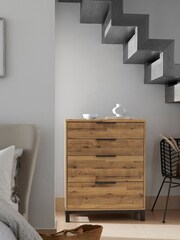 Dark Natural Bronx Oak Effect 4 Drawer Tall Chest of Drawers - Image 2 of 8