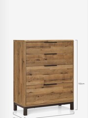 Dark Natural Bronx Oak Effect 4 Drawer Tall Chest of Drawers - Image 5 of 8