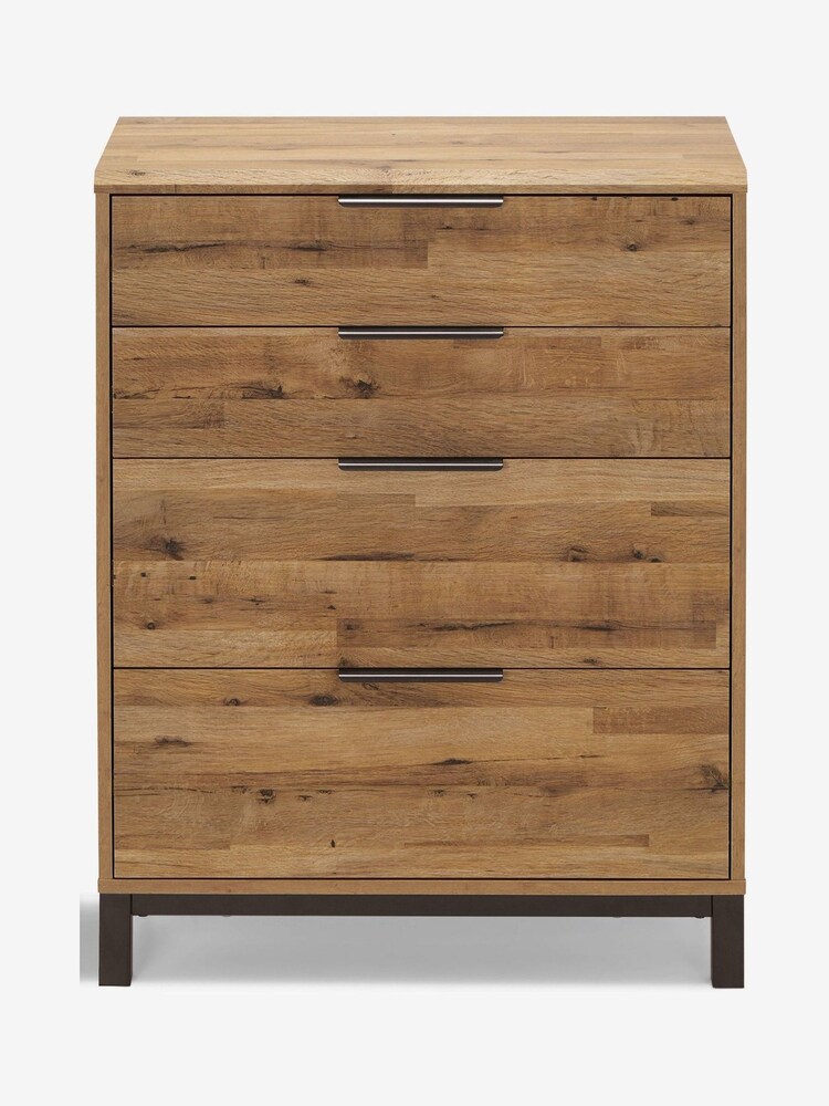 Dark Natural Bronx Oak Effect 4 Drawer Tall Chest of Drawers - Image 8 of 8