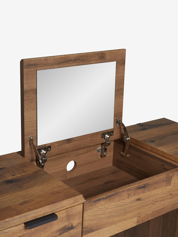 Dark Natural Bronx Oak Effect 6 Drawer Console Dressing Table - Image 12 of 12 Dark Natural Bronx Oak Effect 6 Drawer Console Dressing Table - Image 12 of 12