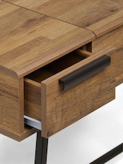 Dark Natural Bronx Oak Effect 2 Drawer Console Dressing Table - Image 3 of 9