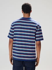 Azul - Camiseta listrada listrada, pesada, 100% algodão - Imagem 3 de 8