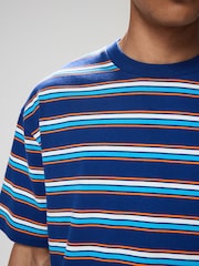 Azul - Camiseta listrada listrada, pesada, 100% algodão - Imagem 5 de 8