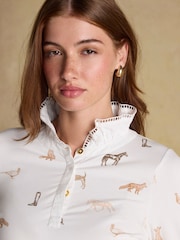 Joules Kate Cream Printed Long Sleeve Frilled Neck Top - Image 3 of 8