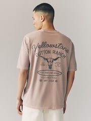 Neutral Stone Yellowstone Graphic 100% Cotton T-Shirt - Image 4 of 8