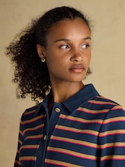 Premium Ribbed Navy Tan Pink Button Through Jersey Cardigan - Image 4 of 8
