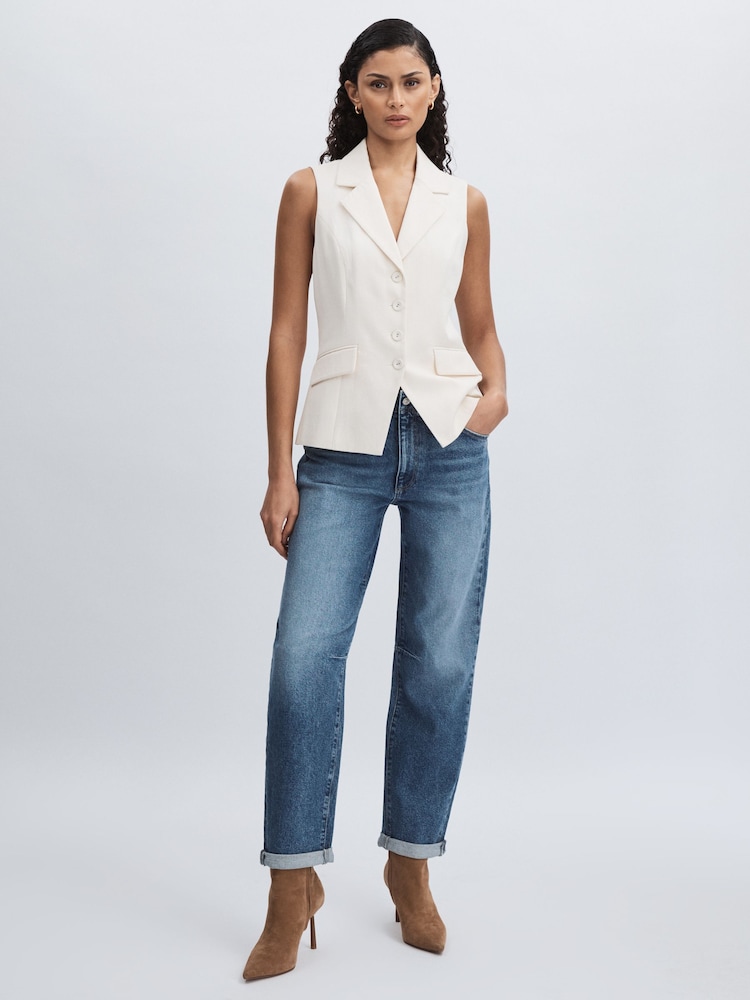 Paige Barrel Leg Turn-Up Rolled Cuff Jeans - Image 1 of 6