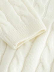 Ecru White Stripe Cable Knit Crew Neck Jumper (3mths-7yrs) - Image 8 of 8
