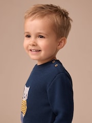 Navy Blue Raccoon Knitted Jumper (3mths-7yrs) - Image 4 of 8