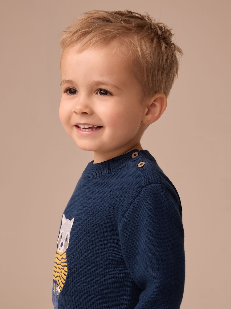 Seaside Postcard Knitted Jumper in Navy (18mths-6yrs)