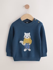 Navy Blue Raccoon Knitted Jumper (3mths-7yrs) - Image 5 of 8