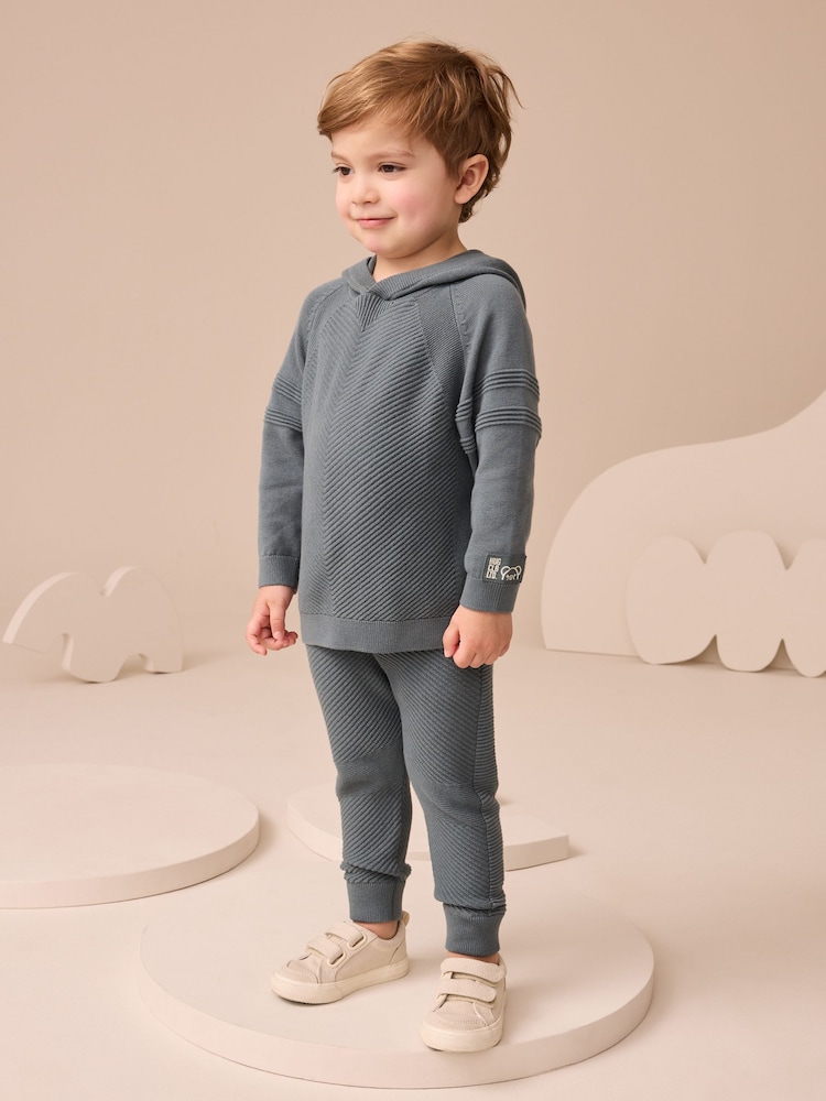 Blue Knitted Hoodie and Leggings Set (3mths-7yrs) - Image 1 of 8