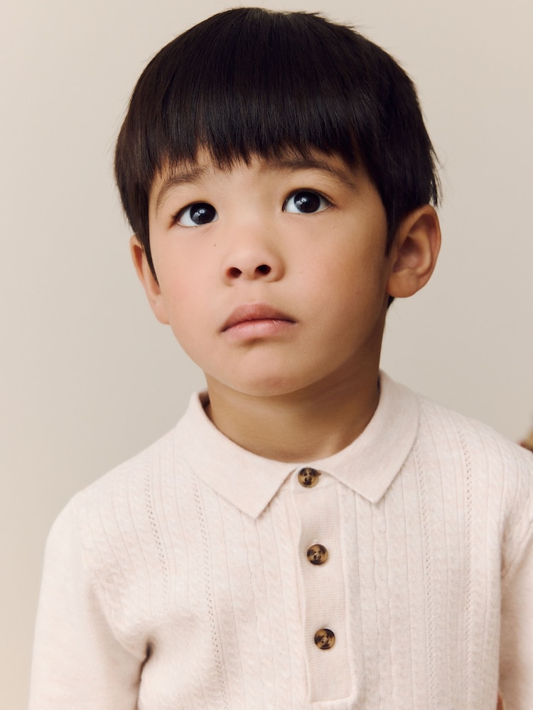 Cream Cable Knit Polo Shirt (3mths-7yrs) - Image 2 of 7