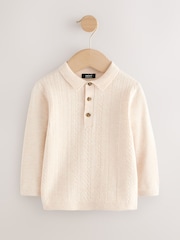 Cream Cable Knit Polo Shirt (3mths-7yrs) - Image 4 of 7