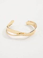FatFace Gold Coloured Hammered Twist Detail Bangle - Image 2 of 2